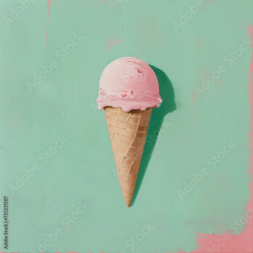 an ice cream washed with pink blue in the style of m