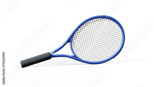 Tennis racket on white 3d render