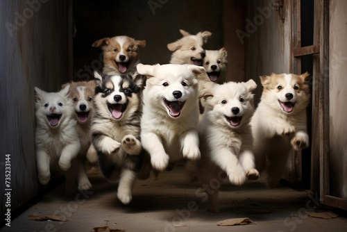 Describe the joyous antics of a litter of puppies Ai generated © Tanu