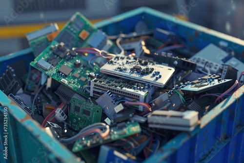 E-waste in a recycle dustbin