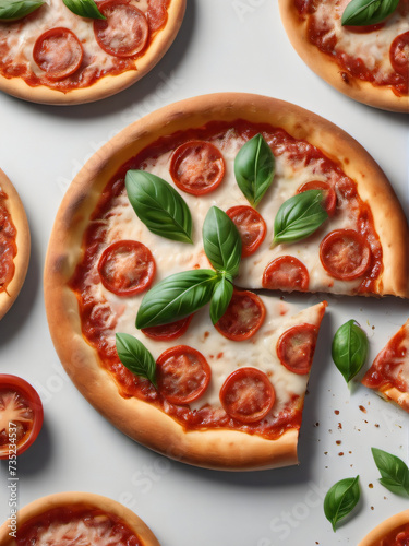 Photo Of Isolated Margherita Pizza Clear Background.