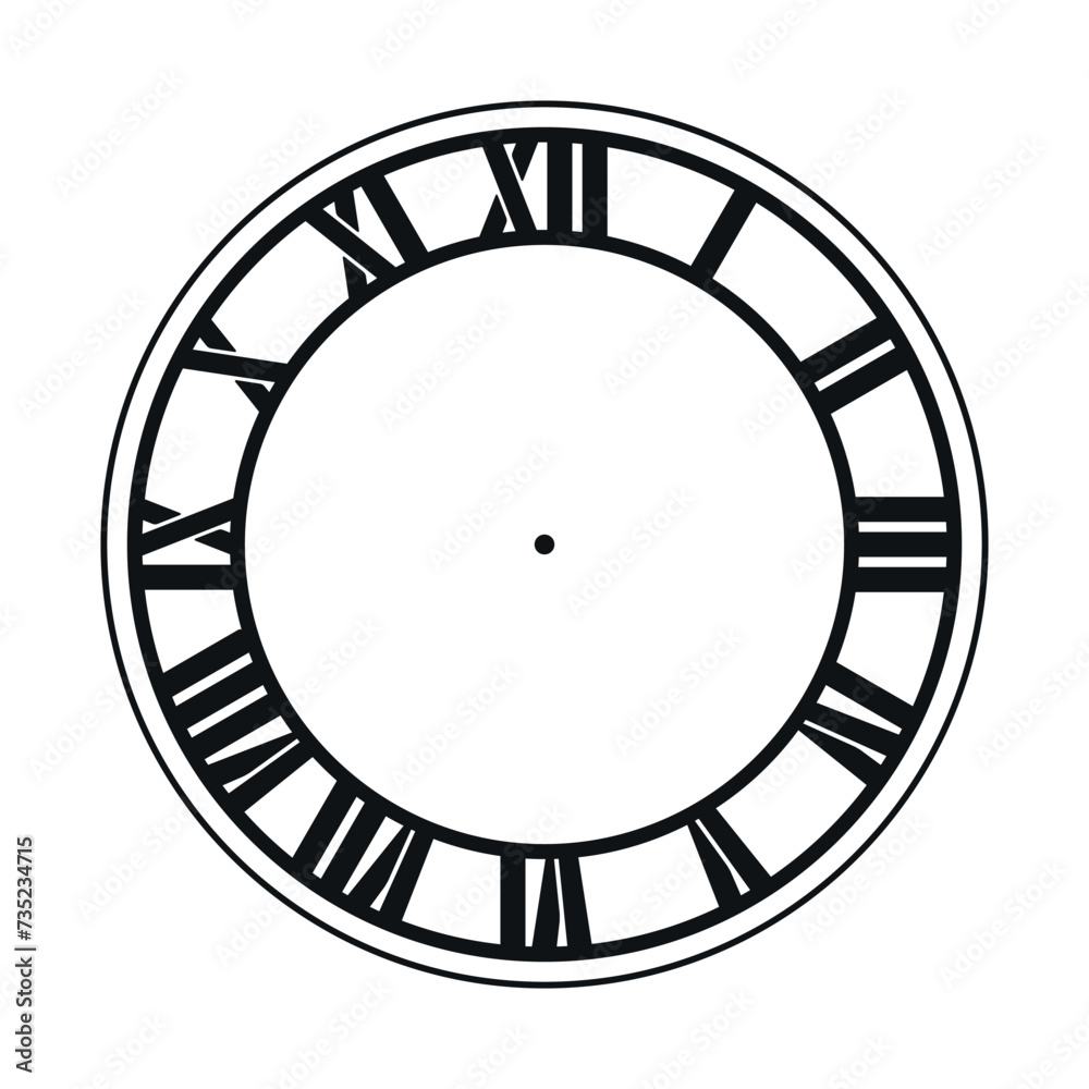 clock face vector design. isolated black silhouette on white background.old american style. clock face vector design. isolated black silhouette on white background.old american style.