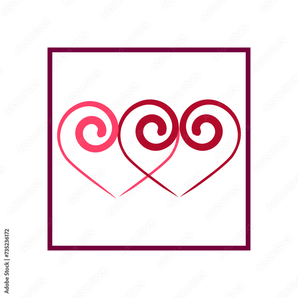 Heart two color sign in square on white background Heart two color sign in square on white background