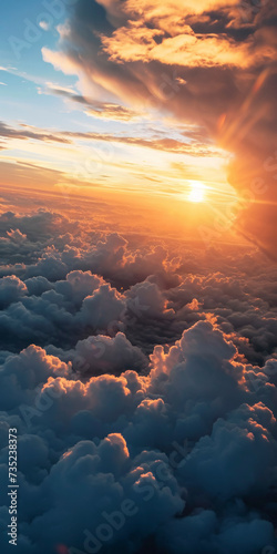 Aerial Sunrise View Above Clouds