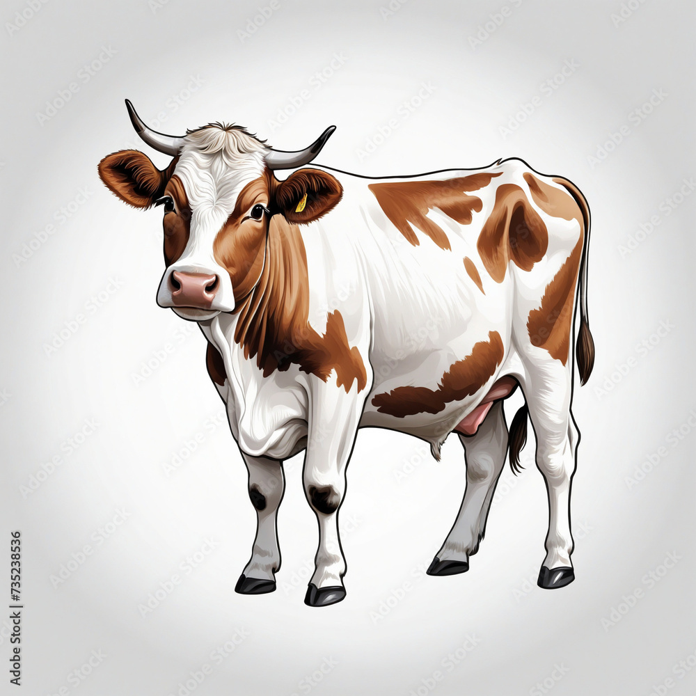 Fresian Cow Illustration on White Background Created by Software