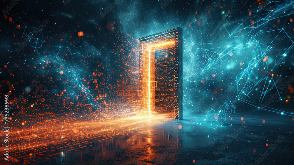 Fototapeta premium neon game portal door 