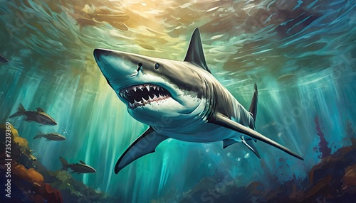 A shark under water, dangerous animal, predator © dmnkandsk