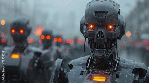 Evil robots attack the human world © PhotoHunter