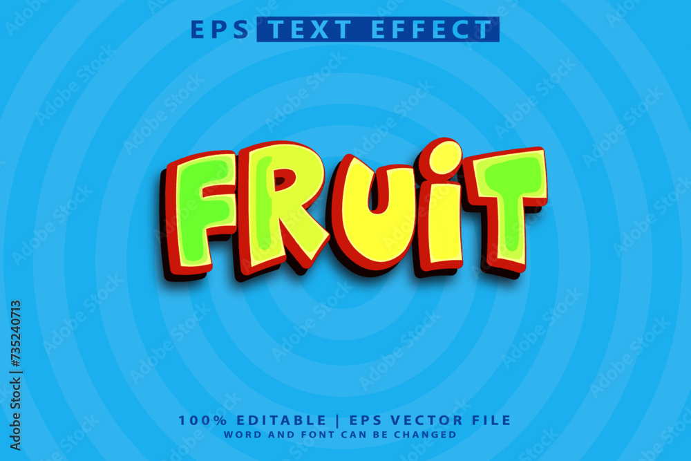 fruits 3d eps editable text effect