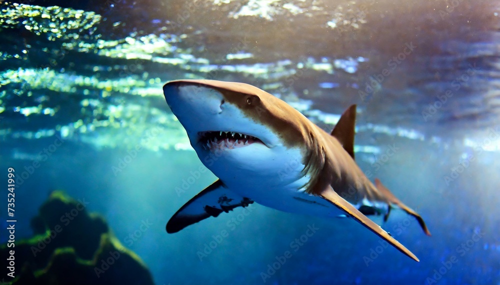 A shark under water, dangerous predator animal