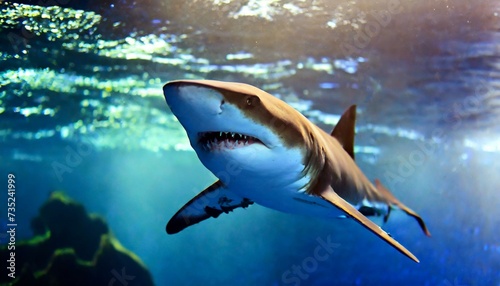 A shark under water  dangerous predator animal