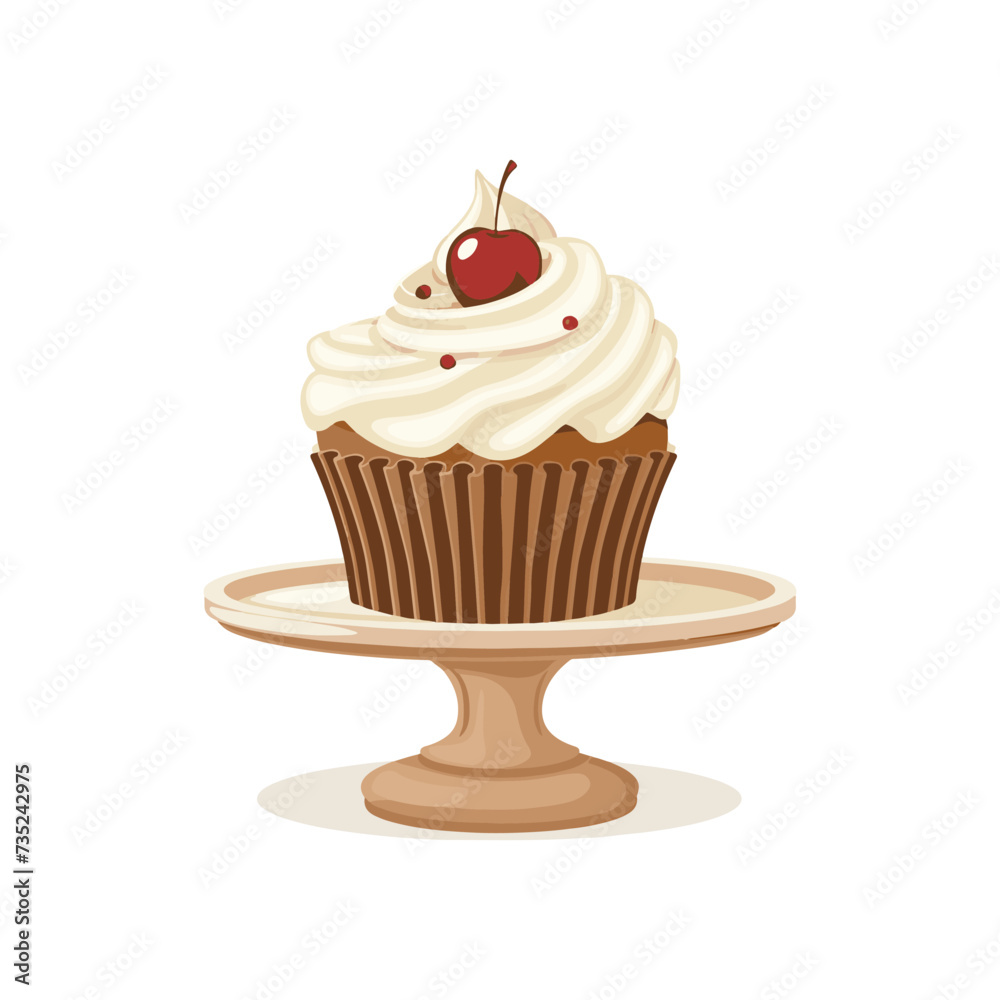 Confectionery, cupcake with cream, glaze, vector illustration for sticker, print, poster, postcard Confectionery, cupcake with cream, glaze, vector illustration for sticker, print, poster, postcard