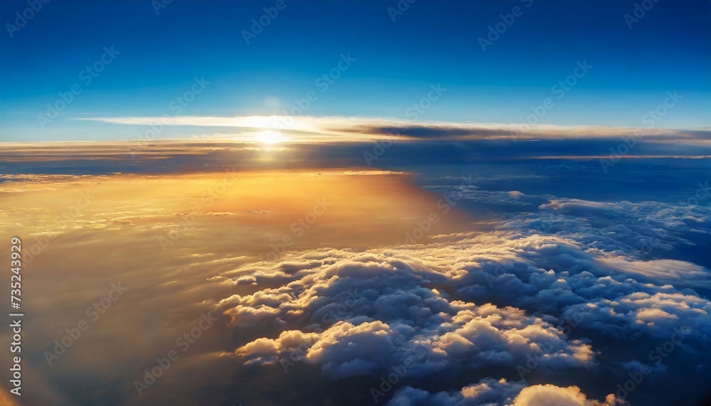 Beautiful aerial view above clouds at sunset. Cloudscape with blue sky. Beautiful aerial view above clouds at sunset. Cloudscape with blue sky.