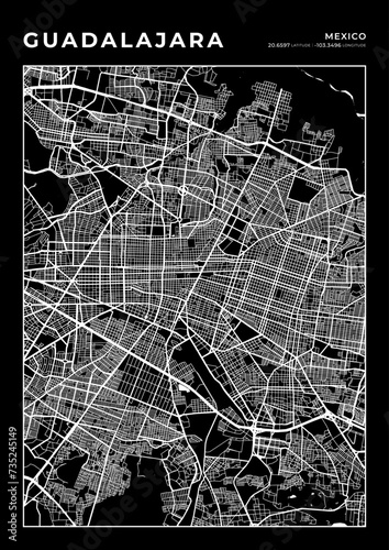 Guadalajara City Map, Cartography Map, Street Layout Map