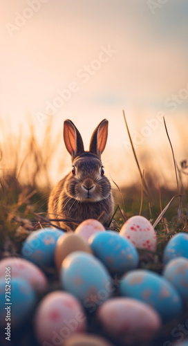 easter bunny with easter eggs