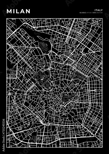 Milan City Map, Cartography Map, Street Layout Map