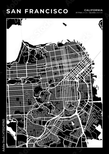 San Francisco City Map, Cartography Map, Street Layout Map