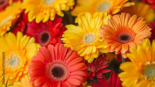 Radiant Gerbera Daisies in a Kaleidoscope of Yellow, Orange, and Red AI Generated.