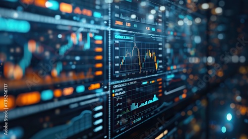 An intricate array of stock market analysis graphs and figures on a digital display, illustrating the depth of financial data processing.