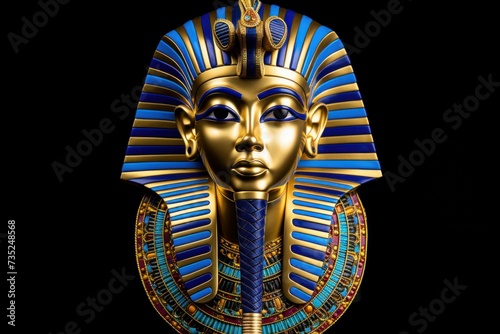 Radiant Pharaoh mask colorful. Stone wooden. Generate Ai photo