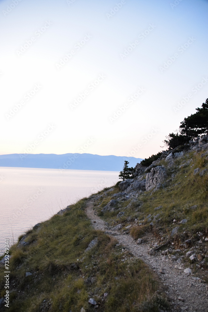 Idyllic rocky coast of Krk island near Baska town, Krk island, Croatia	
