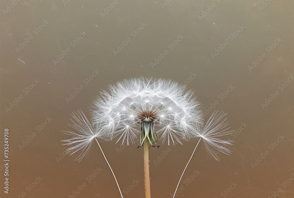 Fototapeta premium Dandelion in the Sky, A Flower in the Air, Soaring Seeds, Floating Daisy.
