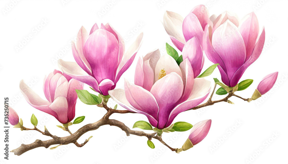 Obraz premium Rosa Magnolien isoliert auf weißen Hintergrund, Freisteller