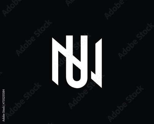 Creative Minimalist Letter NU Logo Design, NU Monogram
