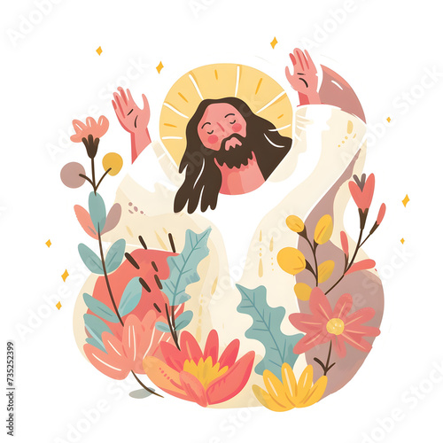Jesus Christ  a whimsical vector sticker with pastel colors