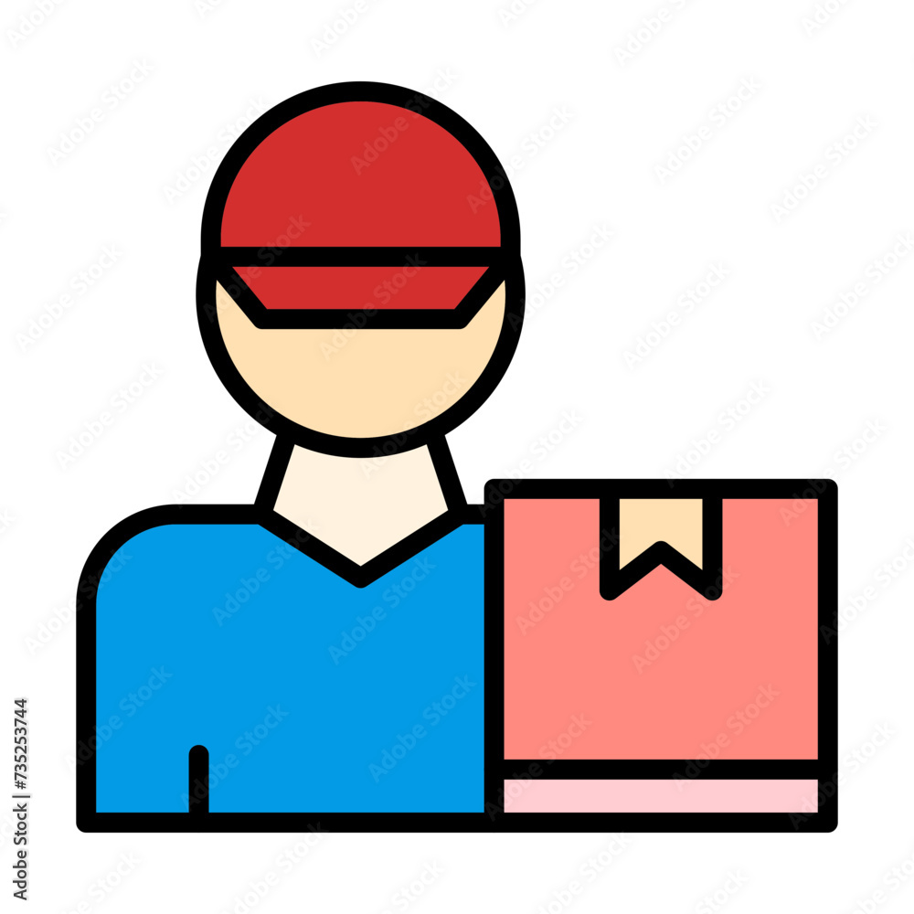 Delivery Man Line Filled Icon
