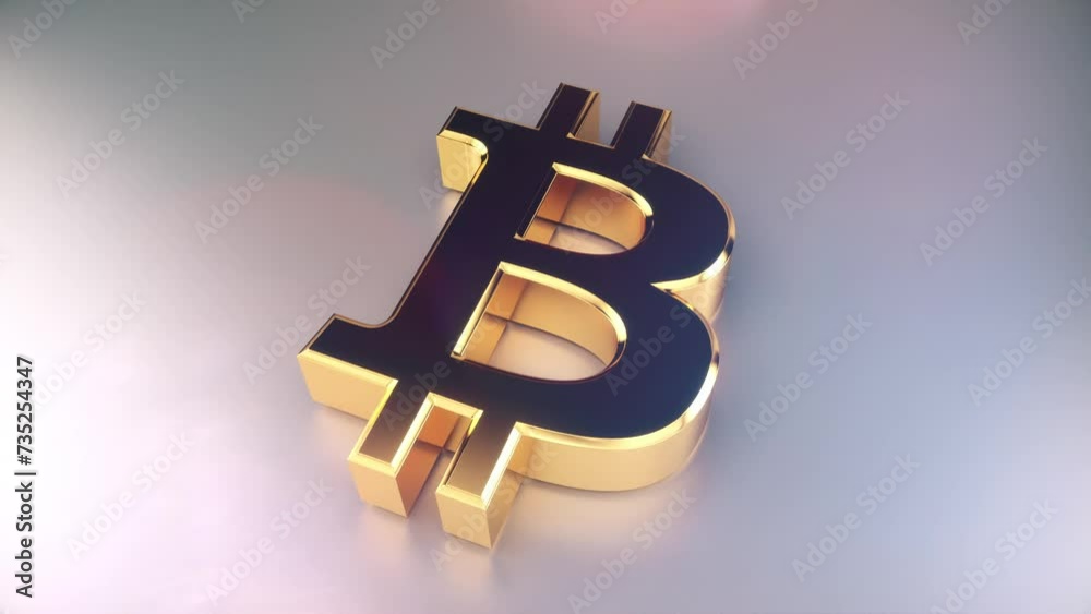 Virtual crypto-currency, Bitcoin logo close up on background. Finance and banking concept. UHD animation