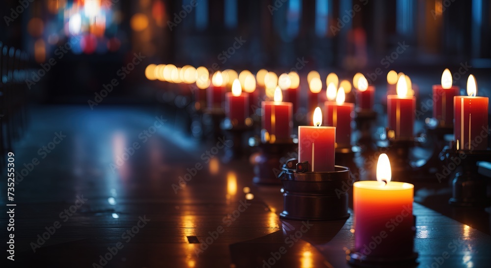Candles in church, dark atmosphere colors Candles in church, dark atmosphere colors
