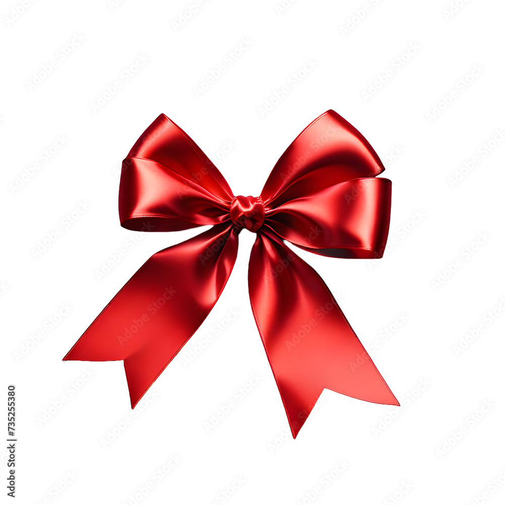 red ribbon bow on a white transparent background,Generative ai red ribbon bow on a white transparent background,Generative ai