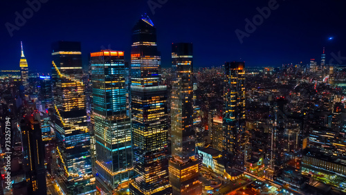 Photography Immense New York panorama at night time