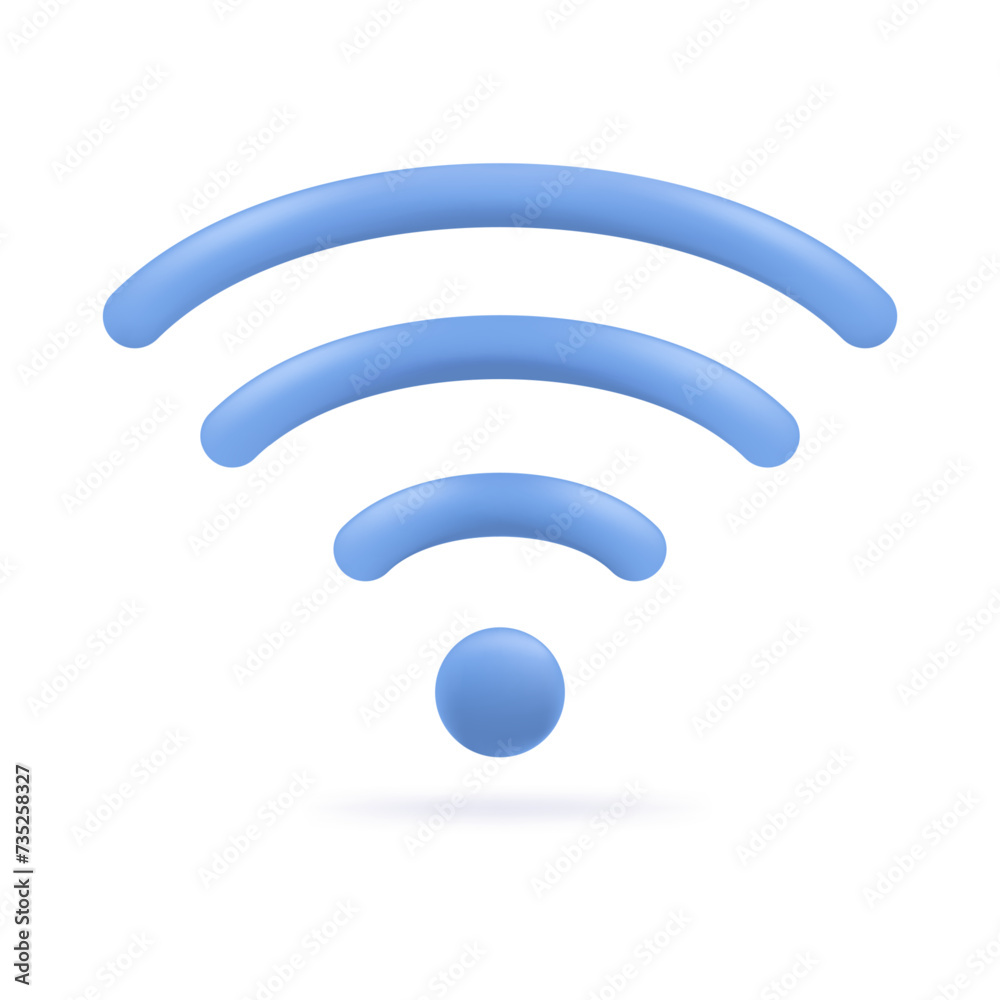 Wi-fi icon in cartoon 3d plastic style, isolated on white background. Vector illustration 3d volumetric wi-fi. Wi-fi icon in cartoon 3d plastic style, isolated on white background. Vector illustration 3d volumetric wi-fi.