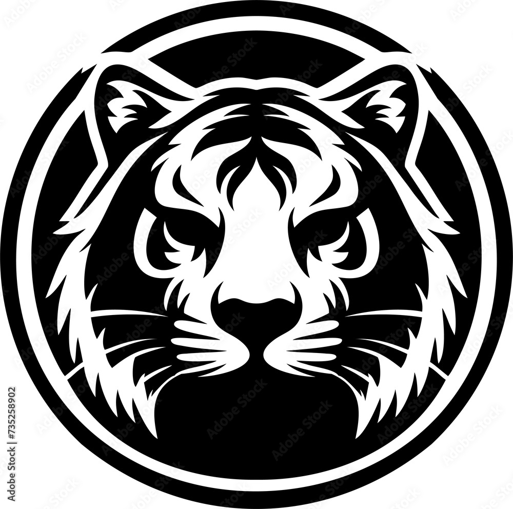 Illustration silhouette head tiger logo design Illustration silhouette head tiger logo design