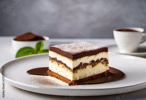 tiramisu dessert on minimal background