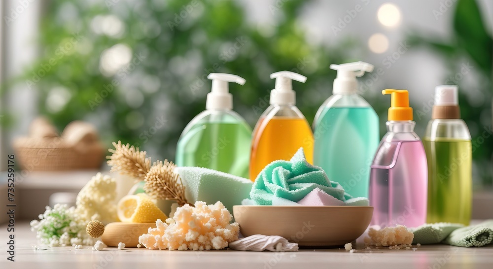 set of natural cleaning products and detergents for home cleaning set of natural cleaning products and detergents for home cleaning
