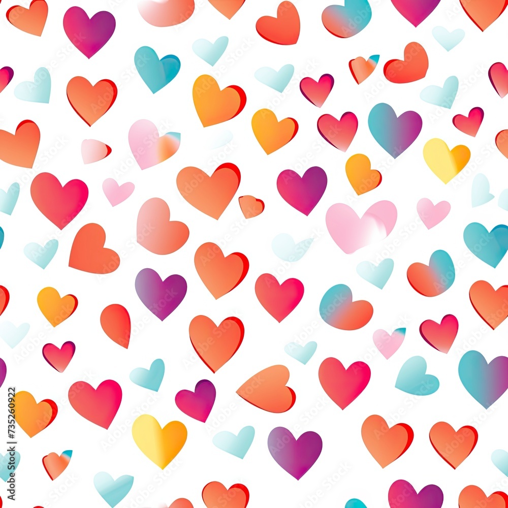 Colorful Hearts Collage with Varied Designs and Sizes.