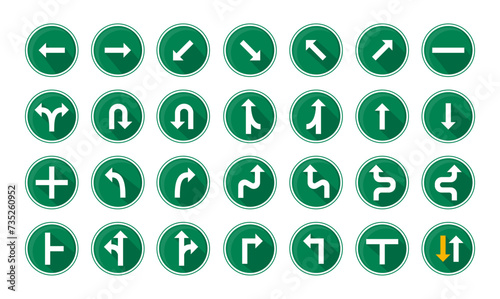 Large set of international road signs on white. Full collection of Traffic or Road signals isolated on white background. Vector illustration icon set