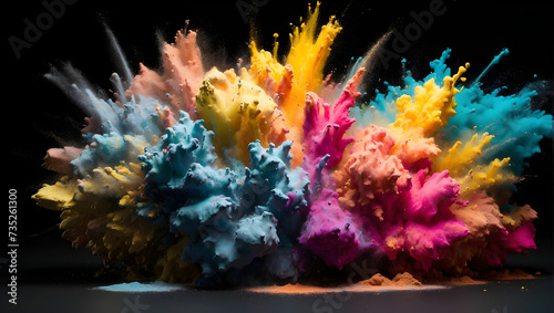 Explosion of colored powder isolated on black background. Abstract colored background  © Ahmad
