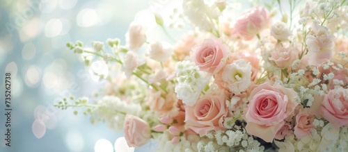 Elegant vase with beautiful pink and white flowers, perfect decoration for any occasion