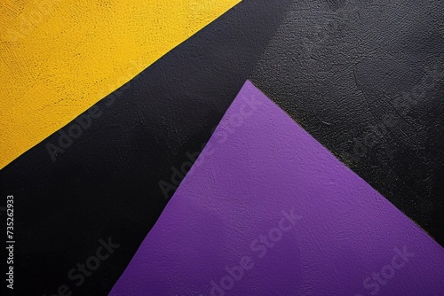 A captivating black backdrop enhanced by the interplay of sleek purple and vibrant yellow geometric patterns  evoking a sense of modernity and bold creativity