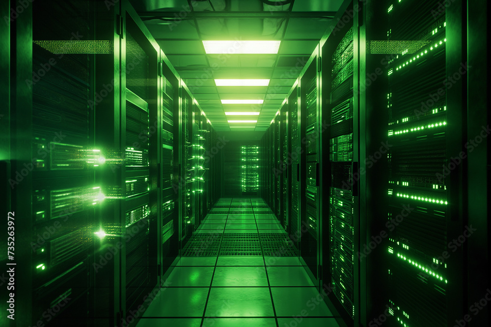 long row of servers with an empty background long row of servers with an empty background