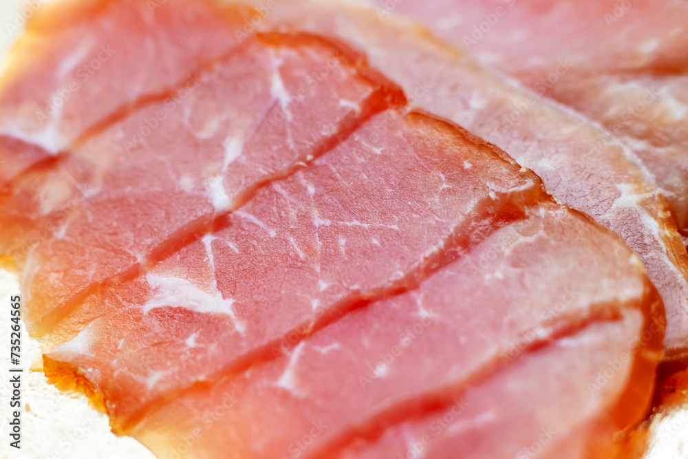 Red cuts of salted meat close up Red cuts of salted meat close up