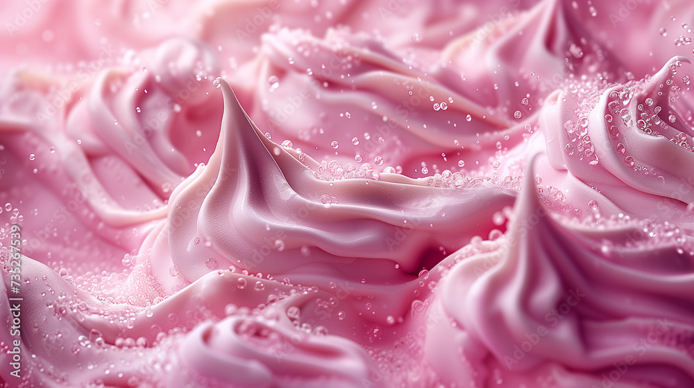 close up strawberry ice cream texture