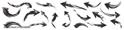 set of handwriting arrows on white background