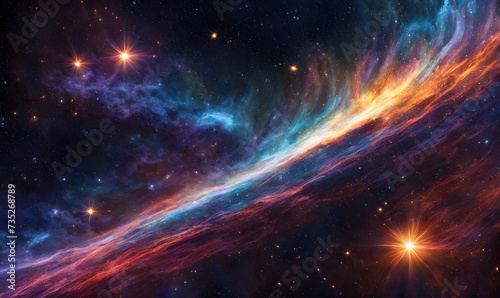 A sweeping view of the cosmos, stars streaking across the celestial void