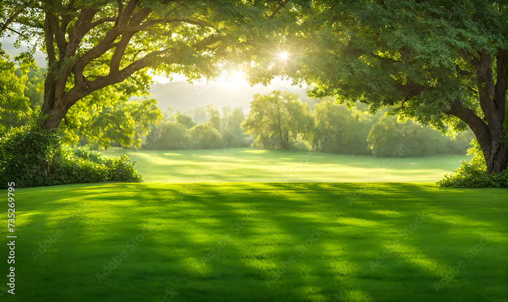 Meticulously trimmed wide lawn under a deep blue sky Meticulously trimmed wide lawn under a deep blue sky