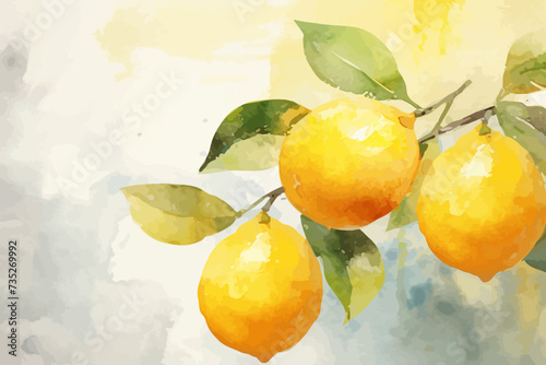 a painting of three oranges hanging from a branch